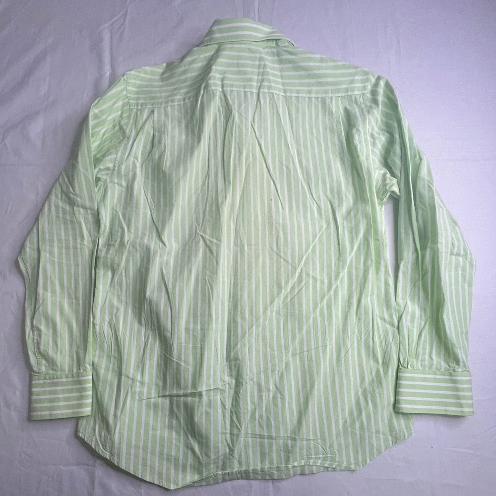 Merona Men's Dress Shirt Green Striped Long Sleeve Button Down Casual‎ Work M